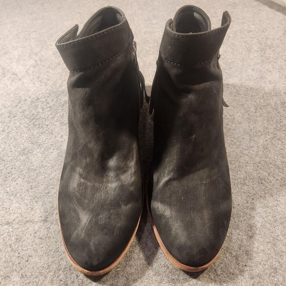 Sam Edelman Boots Womens Size 8.5 W Black Leather Ankle Booties Zip Low Heel - Picture 2 of 6